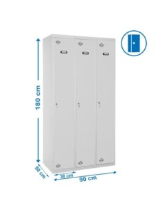 Armario Taquilla Simonlocker Profesional Monobloque single 3/3 300 (900) gris | Taquilla metálica SimonLocker para vestuarios y 