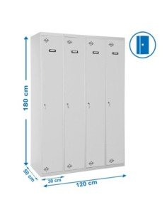 Armario Taquilla Simonlocker Profesional Monobloque single 4/4 300 (1200) gris | Taquilla metálica SimonLocker para vestuarios y
