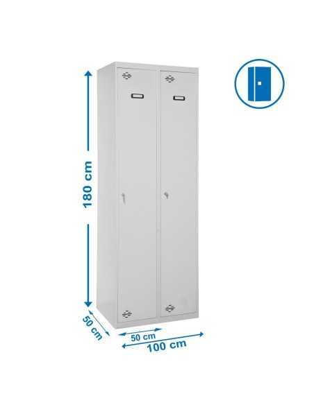 Armario Taquilla Simonlocker Profesional Monobloque single-div 2/2 500 (1000) gri | Taquilla metálica SimonLocker para vestuario