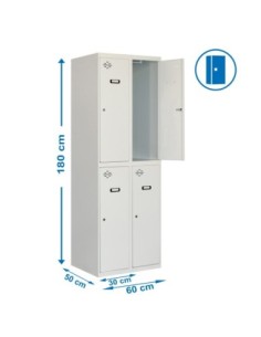 Armario Taquilla Simonlocker Profesional Monobloque tandem 2/4 300 (600) gris | Taquilla metálica SimonLocker para vestuarios y 