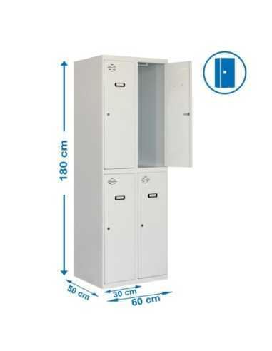 Armario Taquilla Simonlocker Profesional Monobloque tandem 2/4 300 (600) gris | Taquilla metálica SimonLocker para vestuarios y 