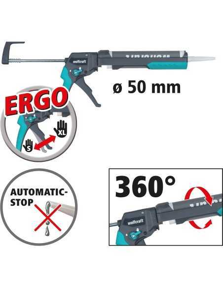 Pistola Cartucho WOLFCRAFT Silicona, Acrílicos y Adhesivos MG 350