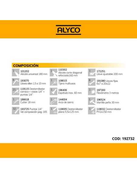 Caja con Herramientas ALYCO 3 Bandejas 85 Pz | Caja o carro de herramientas ALYCO resistente y funcional
