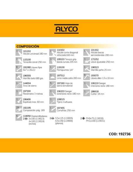 Caja con Herramientas ALYCO 5 Bandejas 80 Pz | Caja o carro de herramientas ALYCO resistente y funcional