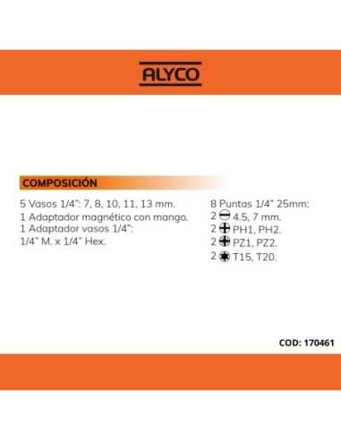 JGO ADAPT+VASOS+PUNTAS 15PZ ALYCO ORANGE – Ref 170461