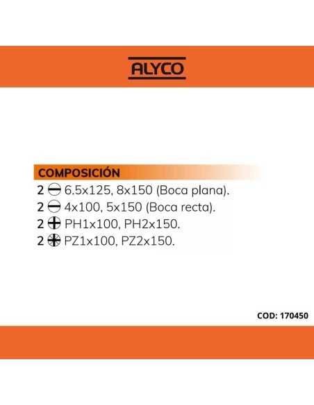 JUEGO 8 DESTORNILLADRES CAJA CARTÓN ALYCO ORANGE : 170450