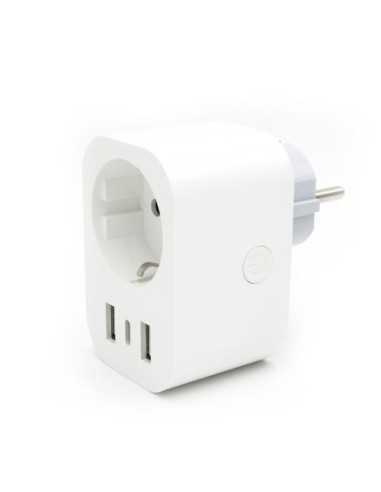 ENCHUIFE WIFI INTEL C/MEDIDOR DE CONSUMO +2 USB A 16A 3680V CEVIK **OFERTA**