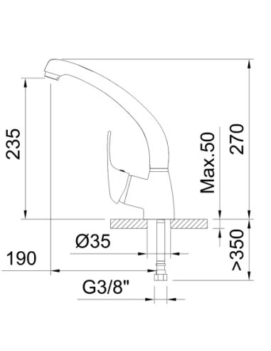 Grifo de cocina monomando CLEVER 235mm con caño fundido N Panam Urban Cromado