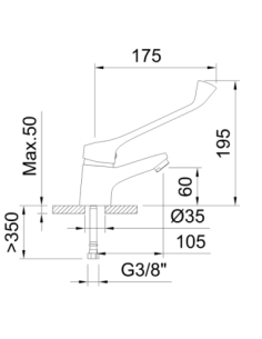 Grifo de lavabo 99214 monomando CLEVER 60mm con palanca gerontológica S12 Urban Cromado 2