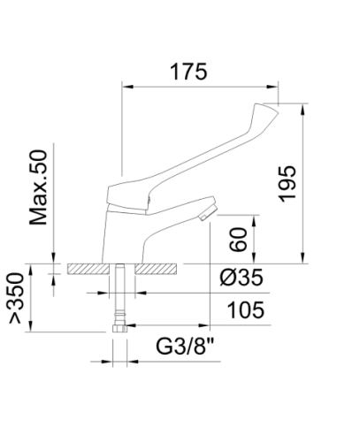 Grifo de lavabo 99214 monomando CLEVER 60mm con palanca gerontológica S12 Urban Cromado