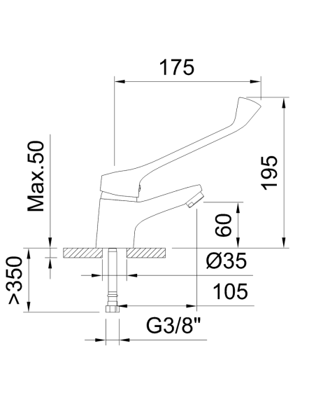 Grifo de lavabo 99214 monomando CLEVER 60mm con palanca gerontológica S12 Urban Cromado