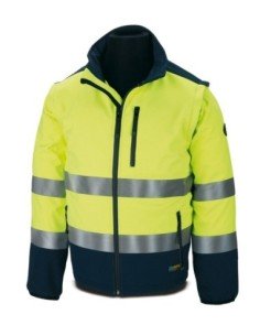 Cazadora MARCA PL SOFT SHELL Alta Visivilidad Amarillo/Azul. Mangas Desmontables 310Gr T-M