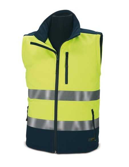 Cazadora MARCA PL SOFT SHELL Alta Visivilidad Amarillo/Azul. Mangas Desmontables 310Gr T-M