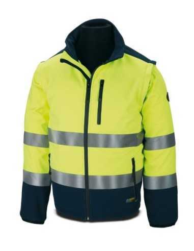 Cazadora MARCA PL SOFT SHELL Alta Visivilidad Amarillo/Azul. Mangas Desmontables 310Gr T-XL