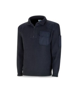 Jersey de punto acanalado MARCA PL con Cremalleta Azul Marino T-L