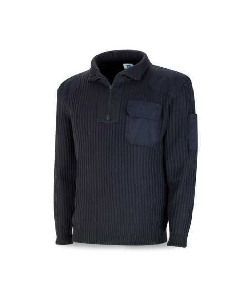 Jersey de punto acanalado MARCA PL con Cremalleta Azul Marino T-M