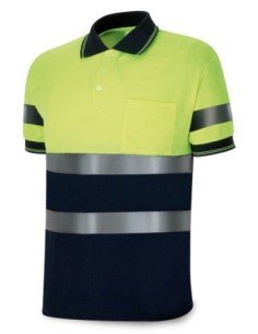 Polo Alta visibilidad MARCA PL amarillo/azul marino poliéster 160 gr. T-XXL