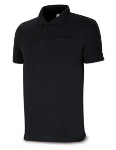 Polo MARCA PL negro 100% algodón. 175 gr. Manga corta T-M