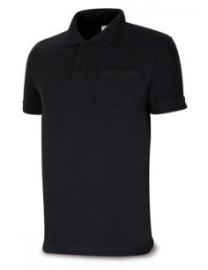 Polo MARCA PL negro 100% algodón. 175 gr. Manga corta T-M