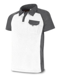 Polo MARCA PL Técnica Pro Series blanco/gris poliéster 135 g T-M