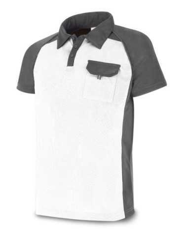 Polo MARCA PL Técnica Pro Series blanco/gris poliéster 135 g T-M