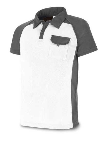 Polo MARCA PL Técnica Pro Series blanco/gris poliéster 135 g T-M