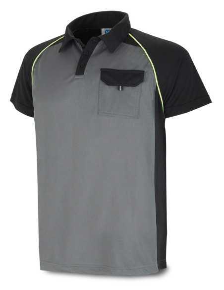 Polo MARCA PL Técnica Pro Series gris/negro poliéster 135 gr T-XL