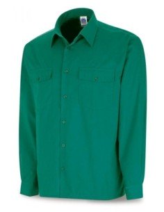 Camisa MARCA PL 388CMLV verde poliéster/algodón 95 gr. Manga larga T-45/46