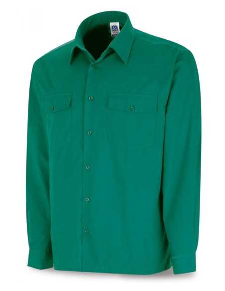 Camisa MARCA PL 388CMLV verde poliéster/algodón 95 gr. Manga larga T-47/48