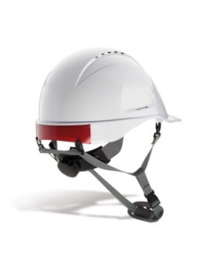 Casco STEEL PRO protección ABS cierre ruleta, arnés textil 6 puntos y barbiquejo Blanco 2