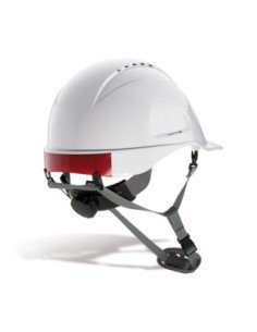 Casco STEEL PRO protección ABS cierre ruleta, arnés textil 6 puntos y barbiquejo Blanco 2