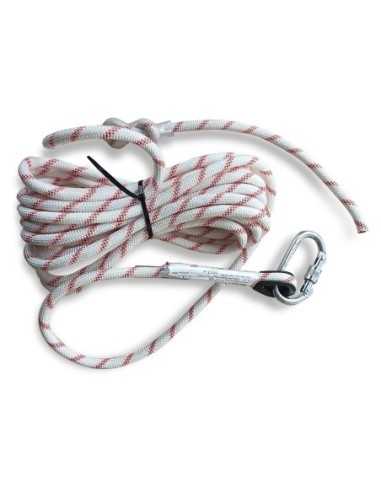 Cuerda de Vida MARCA PL STEELPRO 1888C10SIN 10mt con mosquetón acero rosca y guardacabos