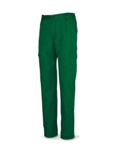 Pantalón MARCA PL 388PV verde poliéster/algodón 200 g. Multibolsillos T-48