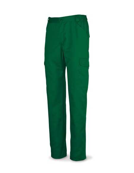 Pantalón MARCA PL 388PV verde poliéster/algodón 200 g. Multibolsillos T-46