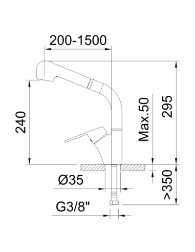 Grifo de cocina monomando 240mm 2 Funciones S12 Urban Extraíble