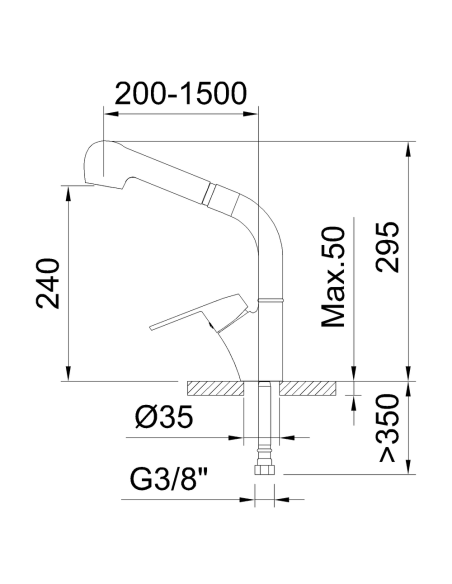 Grifo de cocina monomando 240mm 2 Funciones S12 Urban Extraíble
