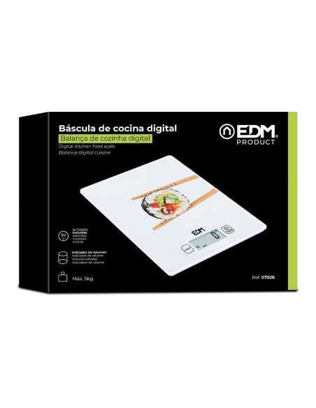 Báscula electrónica de cocina EDM. Capacidad de hasta 5 kg con precisión de 1 g y pantalla LCD. Compra ahora y mide tus ingredie