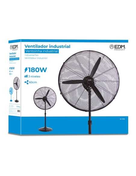 ?Ventilador de pie industrial EDM 180W, potencia y altura regulable. ¡Compra online ahora!