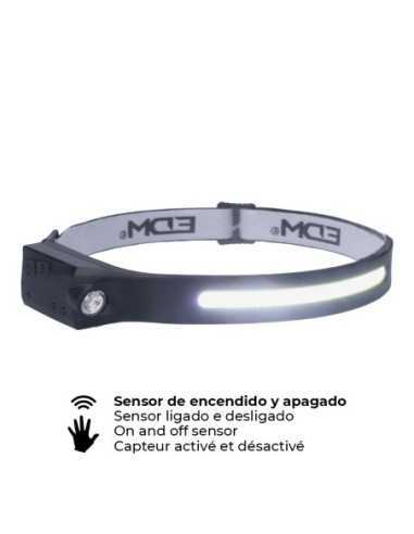 ?Linterna frontal con sensor EDM, iluminación manos libres y recarga USB. ¡Compra online ahora!?