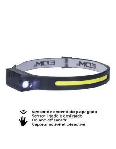 ?Linterna frontal con sensor EDM, iluminación manos libres y recarga USB. ¡Compra online ahora!?
