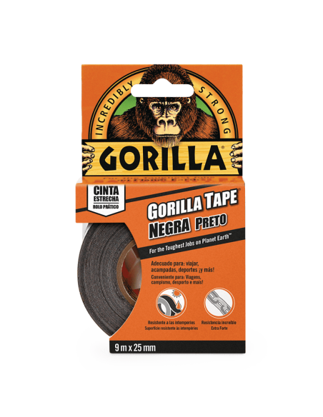 Cinta Americana GORILA TAPE Negra 9Mt X 25mm