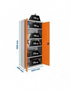 Armario Taquilla SIMON LOCKER Profesional Monobloque Multiusos 180x100x40 2/4 Gris/Naranja