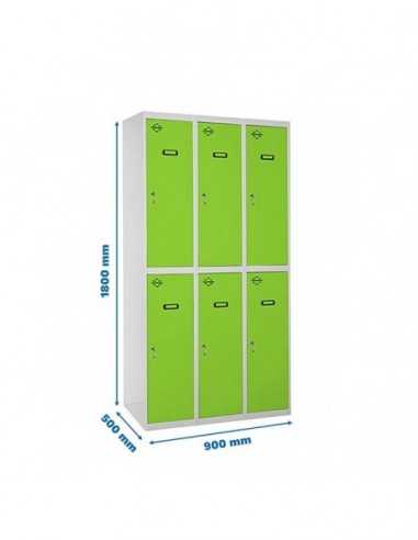 Armario Taquilla Profesional Monobloque Tandem 3/6 300 (900) Gris/Verde