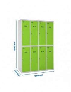Armario Taquilla Profesional Monobloque Tandem 4/8 300 (1200) Gris/Verde