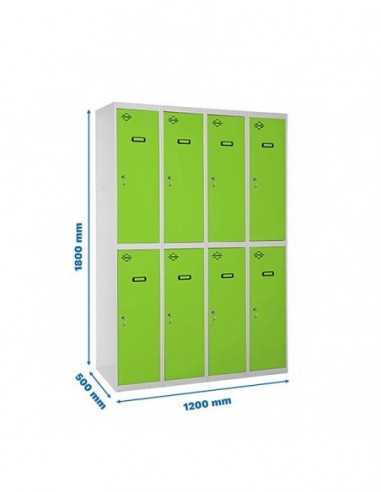 Armario Taquilla Profesional Monobloque Tandem 4/8 300 (1200) Gris/Verde