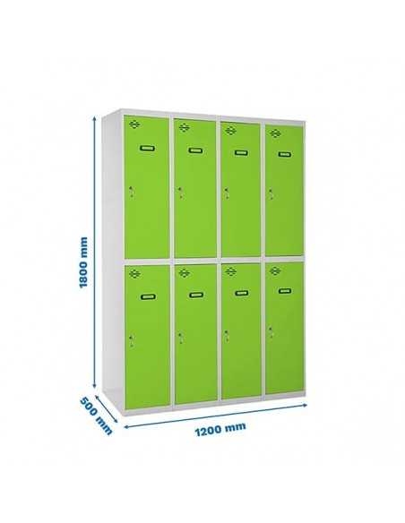 Armario Taquilla Profesional Monobloque Tandem 4/8 300 (1200) Gris/Verde