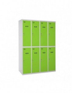 Armario Taquilla Profesional Monobloque Tandem 4/8 300 (1200) Gris/Verde 2