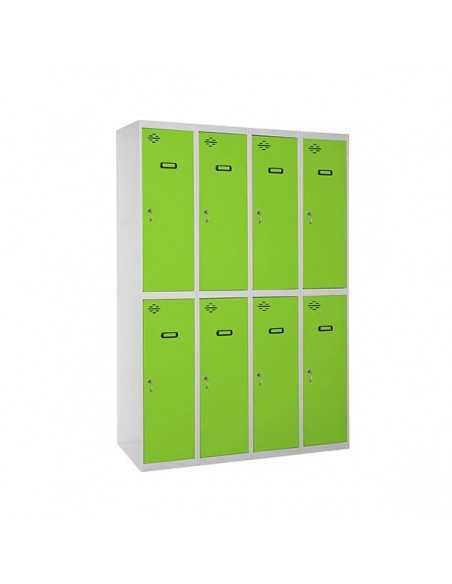 Armario Taquilla Profesional Monobloque Tandem 4/8 300 (1200) Gris/Verde | Taquilla metálica SimonLocker para vestuarios y ofici