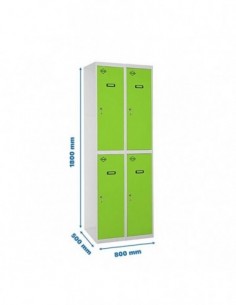 Armario Taquilla SIMON LOCKER Profesional Monobloque Tandem 2/4 400 (800) Gris/Verde