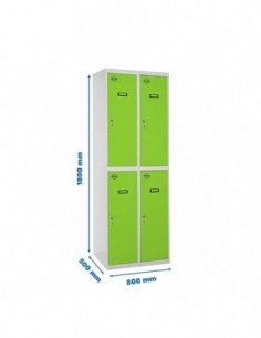 Armario Taquilla SIMON LOCKER Profesional Monobloque Tandem 2/4 400 (800) Gris/Verde